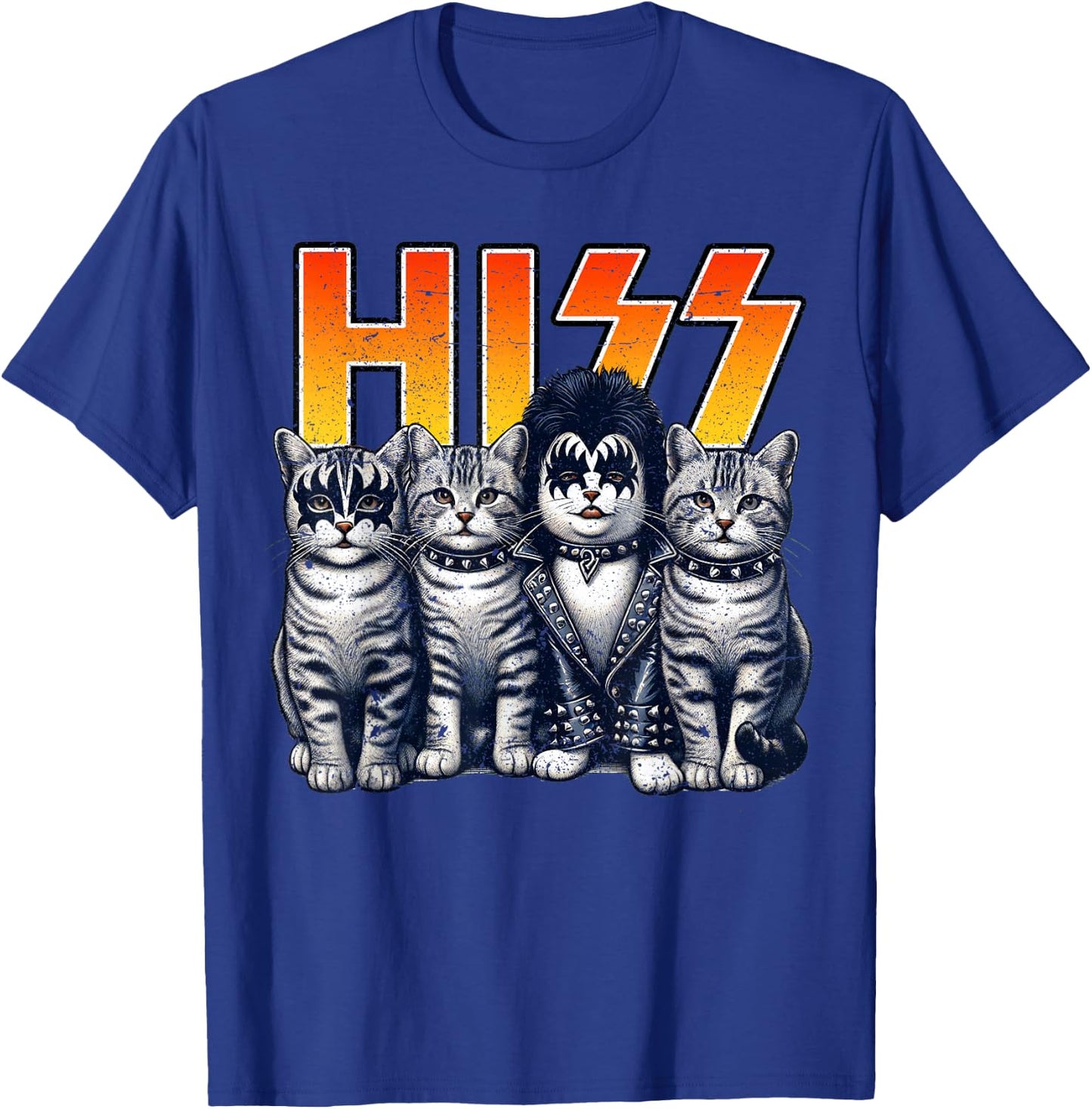 HISS Funny Cat Kittens Lover Hiss Distressed Style Women T-Shirt - T-Shirt | Royal