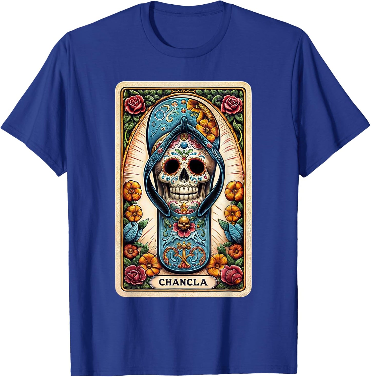 La Chancla Flip Flop Card Funny Mexican Mom Tarot Card T-Shirt - T-Shirt | Royal