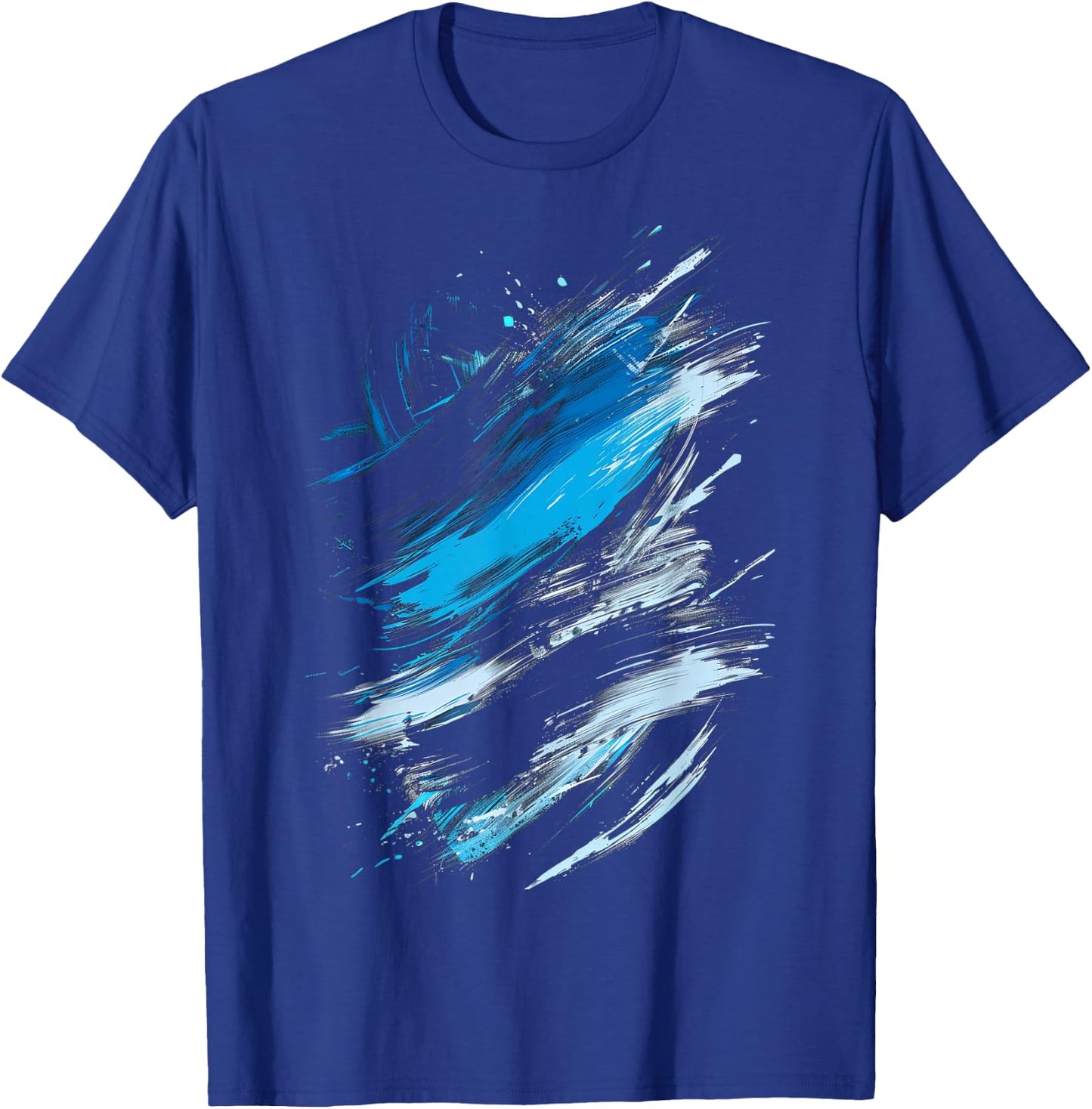 Blue And Black Dynamic Swirl Graphic T-Shirt - T-Shirt | Royal