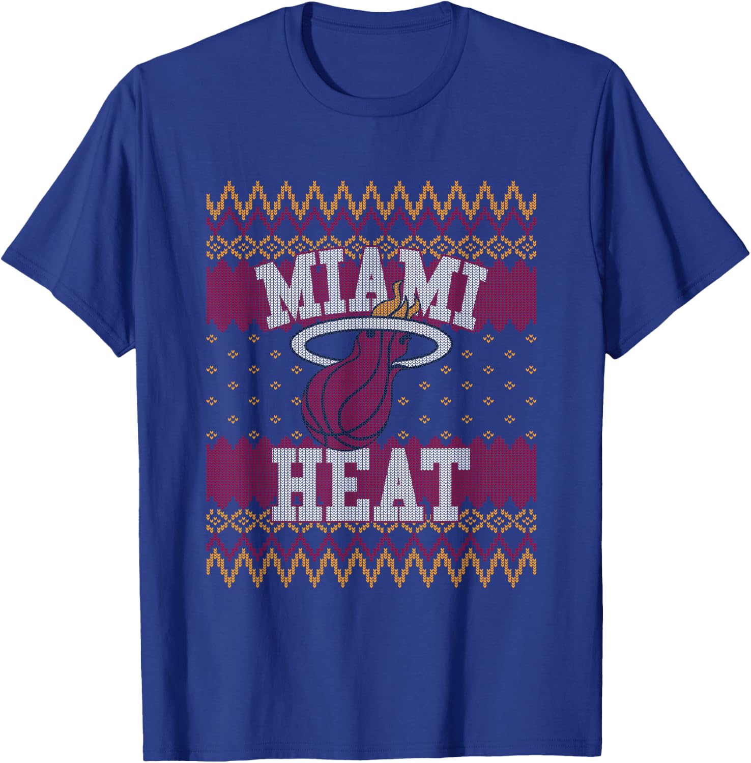 NBA Miami Heat Ugly Christmas Sweater Style T-Shirt - T-Shirt | Royal