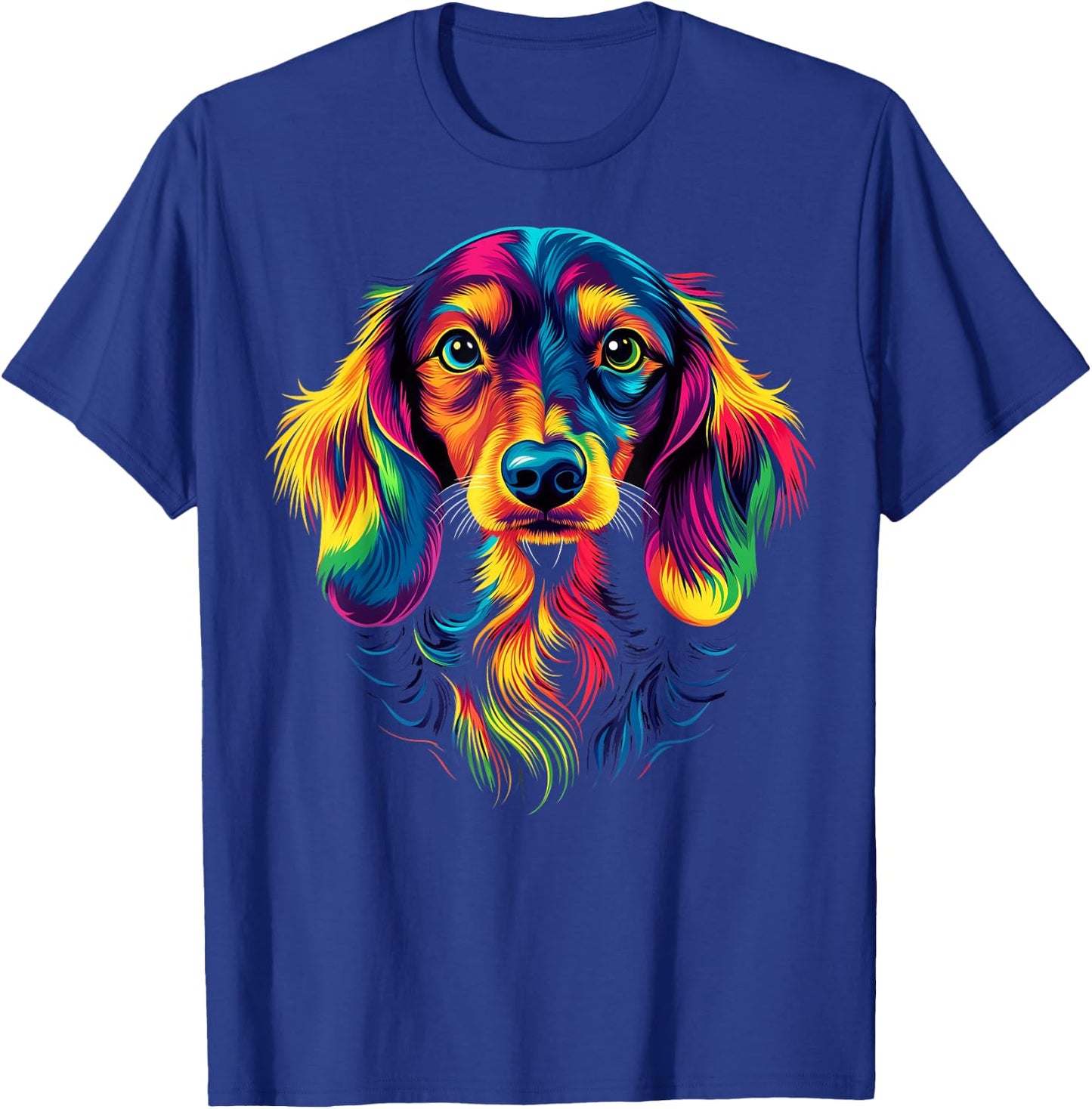 Colorful Long-Haired Dachshund Doxie Wiener Dog Lover Black T-Shirt - T-Shirt | Royal
