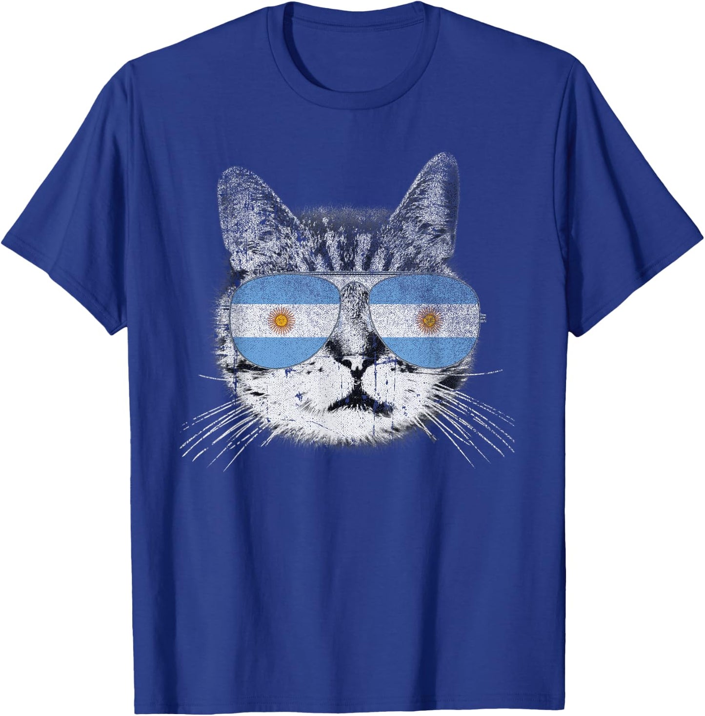 Cat Shirt Argentina Flag Country Retro Funny Men Women Gift T-Shirt - T-Shirt | Royal