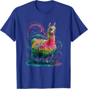 Lama Men's Women's Colourful Watercolour Llama T-Shirt - T-Shirt | Royal