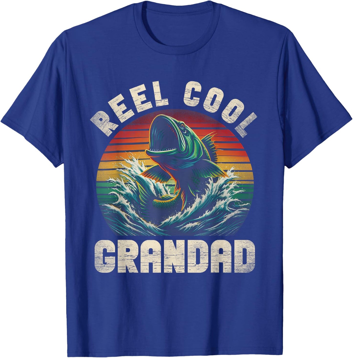 Reel Cool Grandad Fishing Daddy Father's Day Fisherman Fish T-Shirt - T-Shirt | Royal