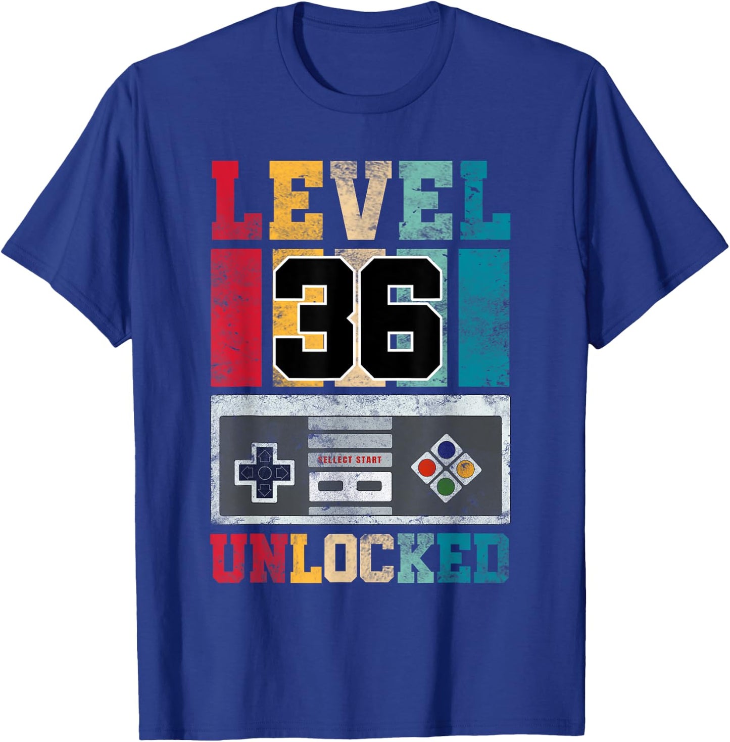 Level 36 Unlocked Gaming 36 Year Old Gamer 36th Birthday T-Shirt - T-Shirt | Royal