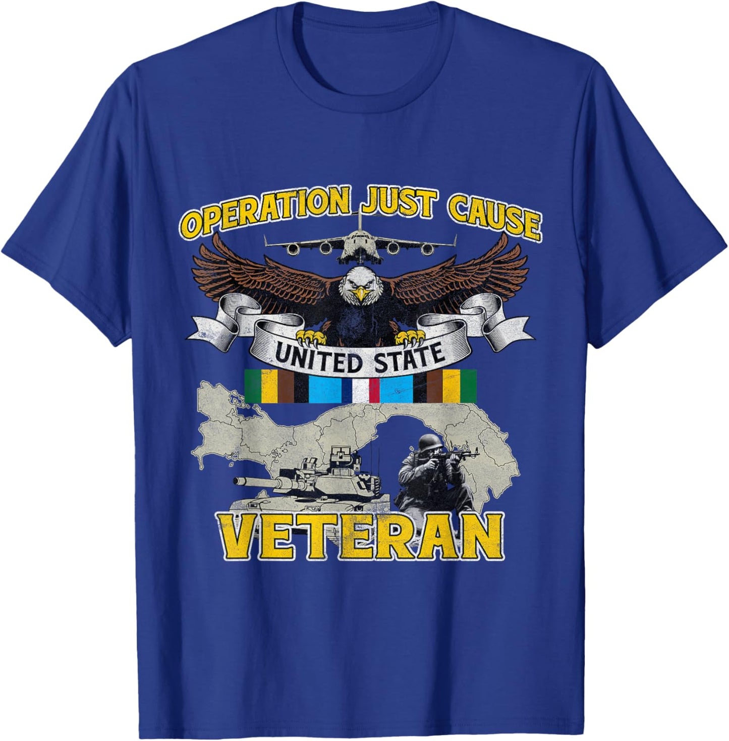 Operation Just Cause Map Panama OJC Veteran Vintage Gifts T-Shirt - T-Shirt | Royal
