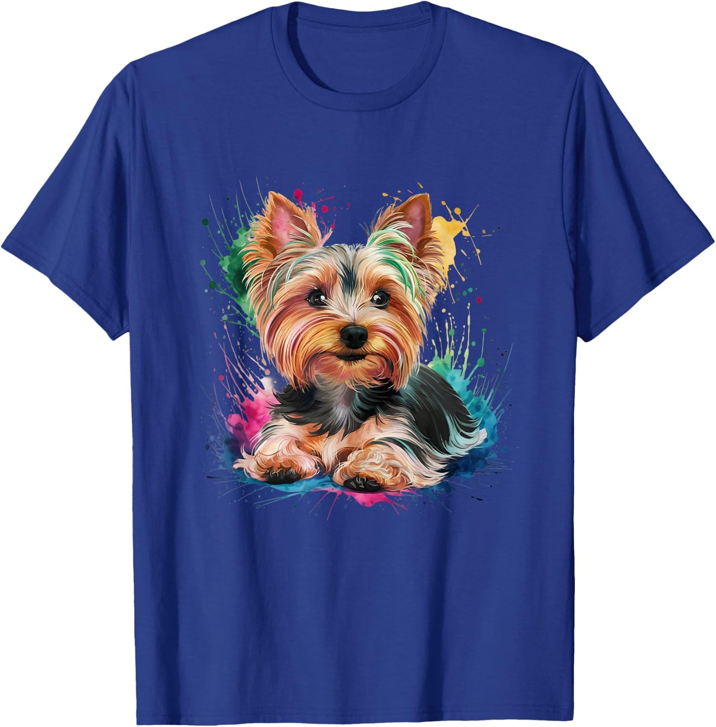 Men Woman Colorful Watercolor Yorkshire Terrier T-Shirt - T-Shirt | Royal