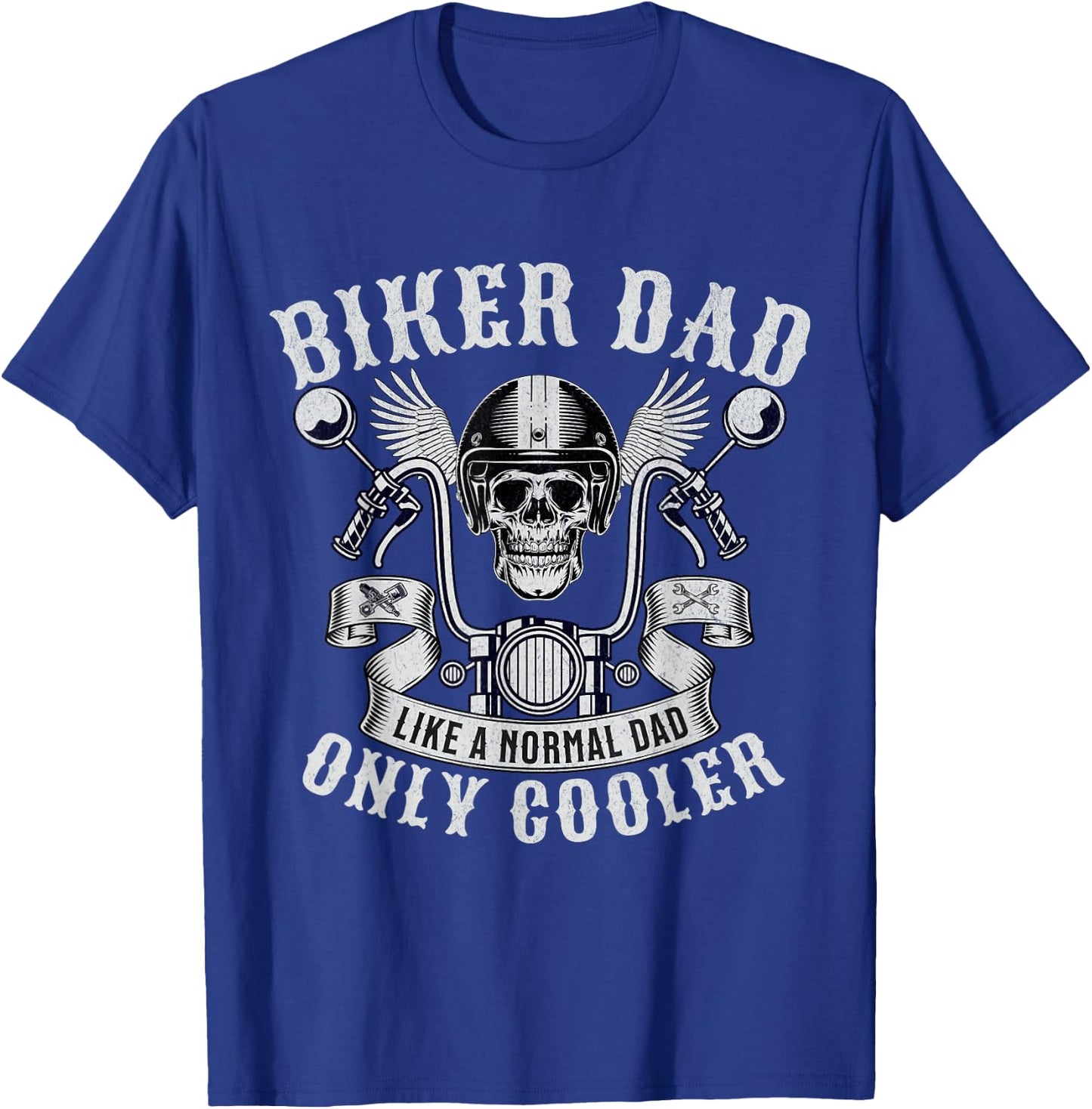Biker Dad Motorcycle Father Rider Biker Dad Father's Day T-Shirt - T-Shirt | Royal