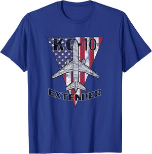 KC-10 Extender Military Tanker Airplane Patriotic Vintage T-Shirt - T-Shirt | Royal