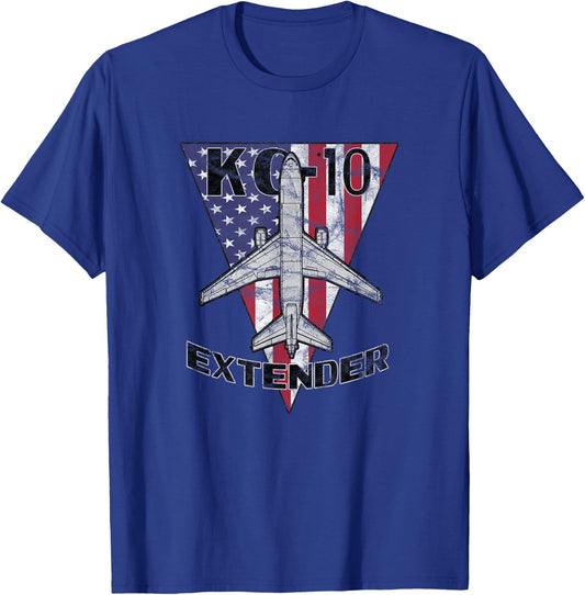 KC-10 Extender Military Tanker Airplane Patriotic Vintage T-Shirt - T-Shirt | Royal