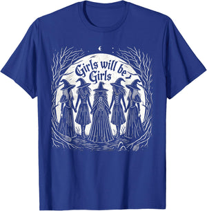 Girl Will Be Girl Funny Witch Distressed Witchy Vibes T-Shirt - T-Shirt | Royal
