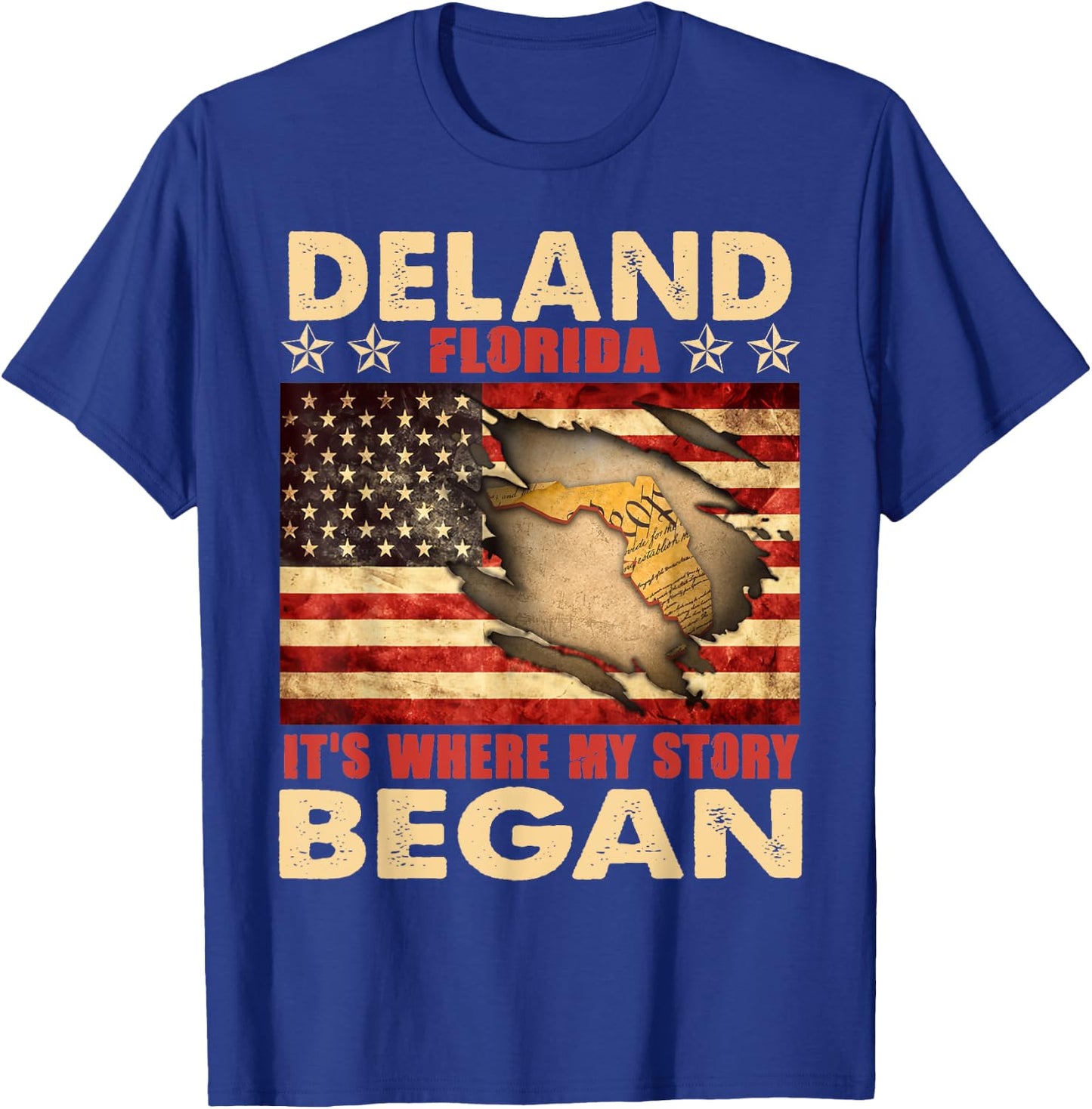 DeLand Florida USA Flag 4th Of July Men T-Shirt - T-Shirt | Royal