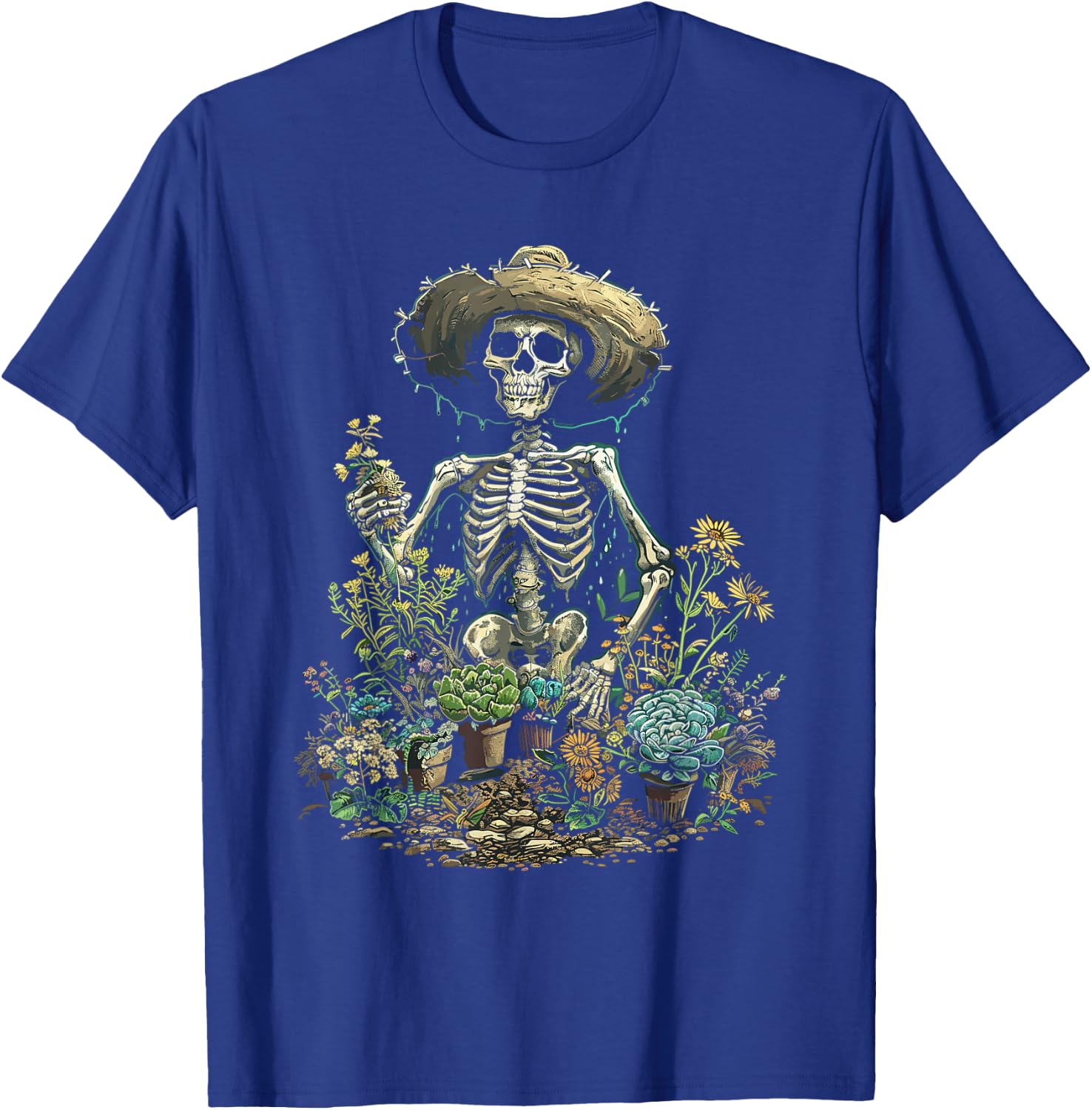 Skeleton Plants Lover Gardening Halloween T-Shirt - T-Shirt | Royal