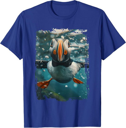 Atlantic Puffin Diving Sea T-Shirt - T-Shirt | Royal