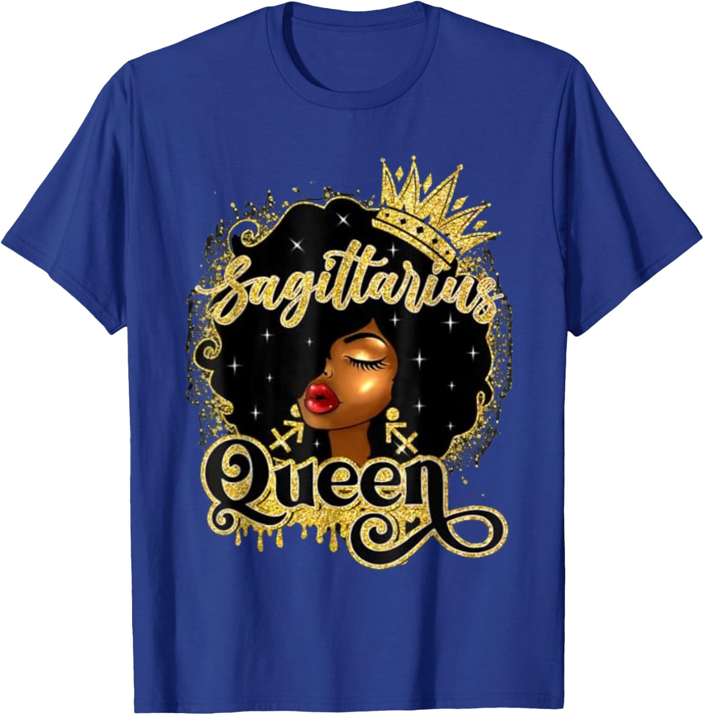 Sagittarius Queen Afro Crown Pretty Black Woman Sagittarius T-Shirt - T-Shirt | Royal