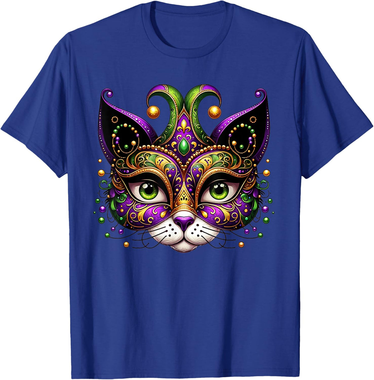 Meowdy Gras Cat Kitten Masquerade Mardi Gras Beads Women T-Shirt - T-Shirt | Royal