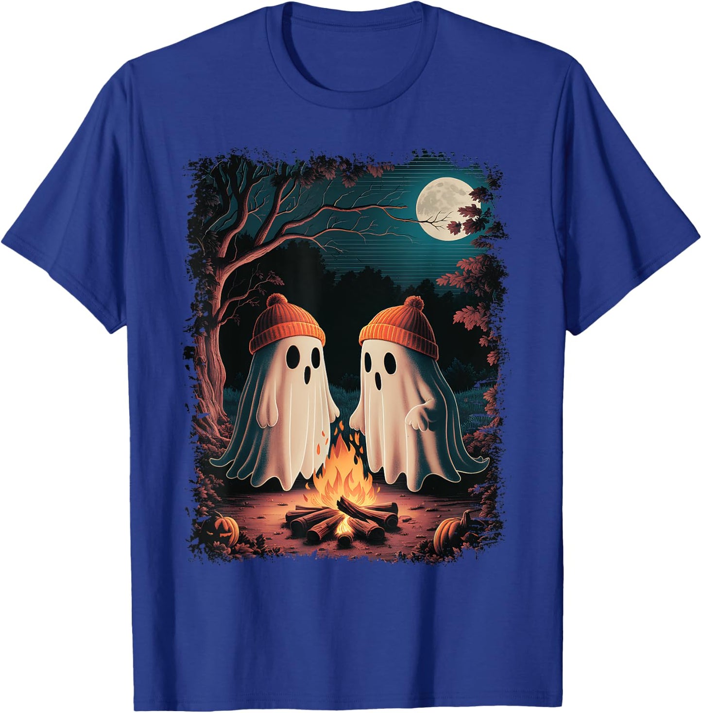 Vintage Ghost Camping Campfire Gothic Halloween Men Women T-Shirt - T-Shirt | Royal