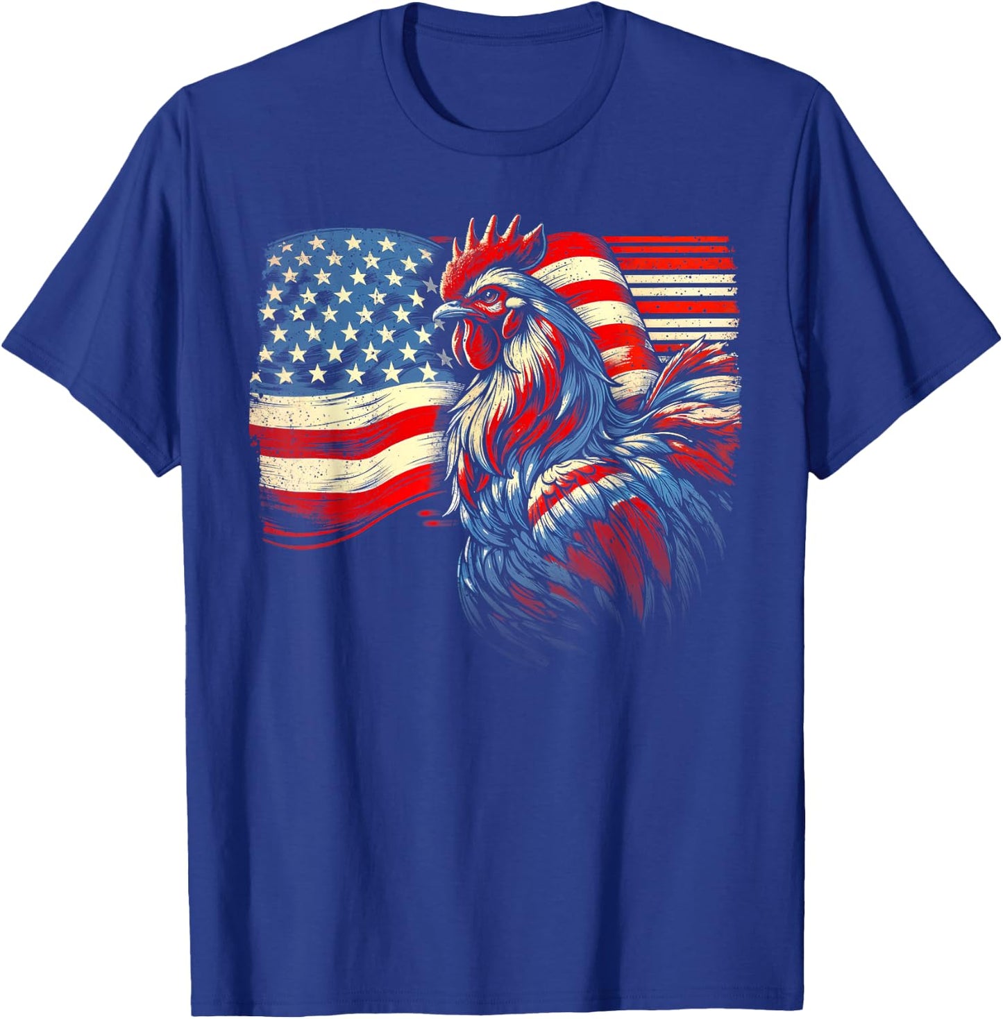 Chicken 4th Of July Flag American Patriot USA Farm Chicken Women Kids Men T-Shirt - T-Shirt | Royal