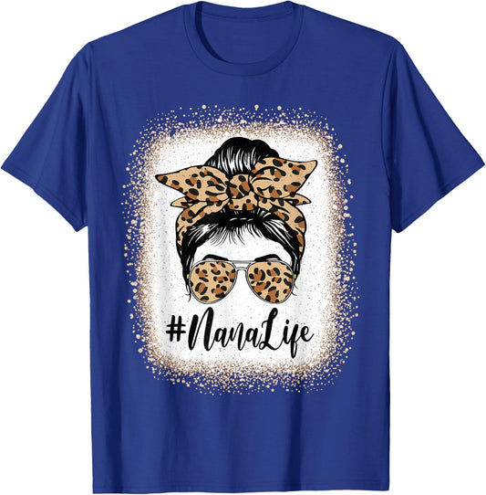 NaNa Life Bleached Leopard Messy Bun Mother's day T-Shirt - T-Shirt | Royal