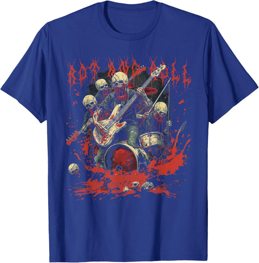 Rock and Blood Zombie Rock Band Rock n Roll Guitar T-Shirt - T-Shirt | Royal
