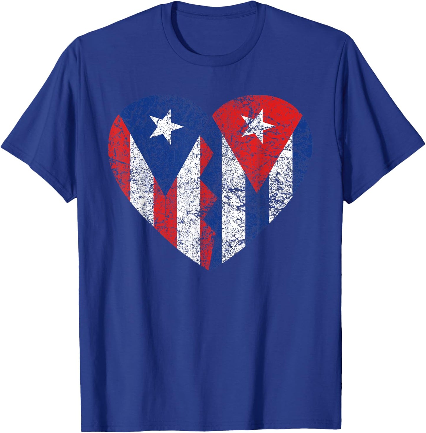 Cuban Puerto Rican Flags Heart | Puerto Rico Cuba Roots T-Shirt - T-Shirt | Royal