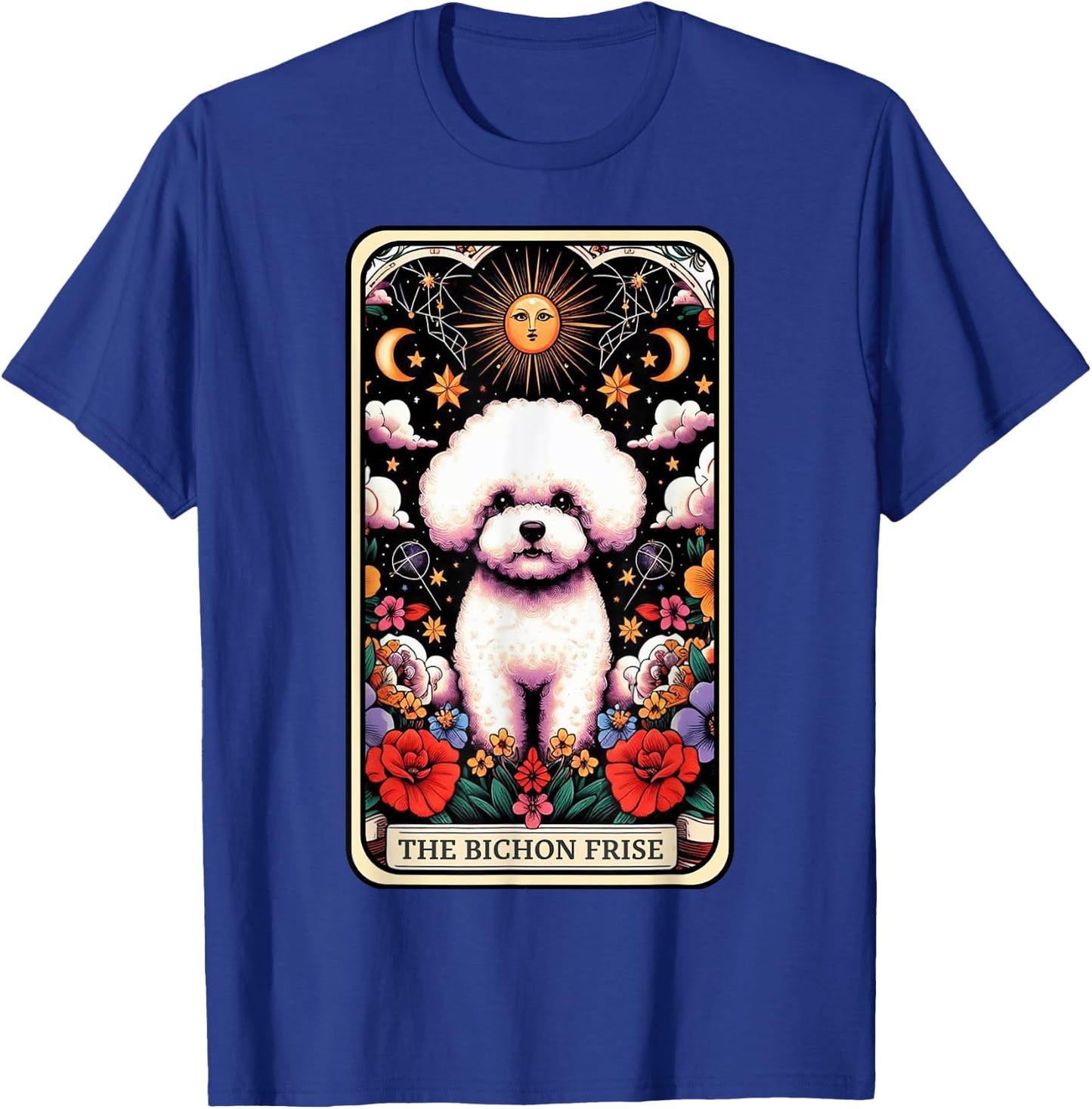 Bichon Frise Dog Tarot Card Floral Mom Bichon Frise Dad Pup T-Shirt - T-Shirt | Royal