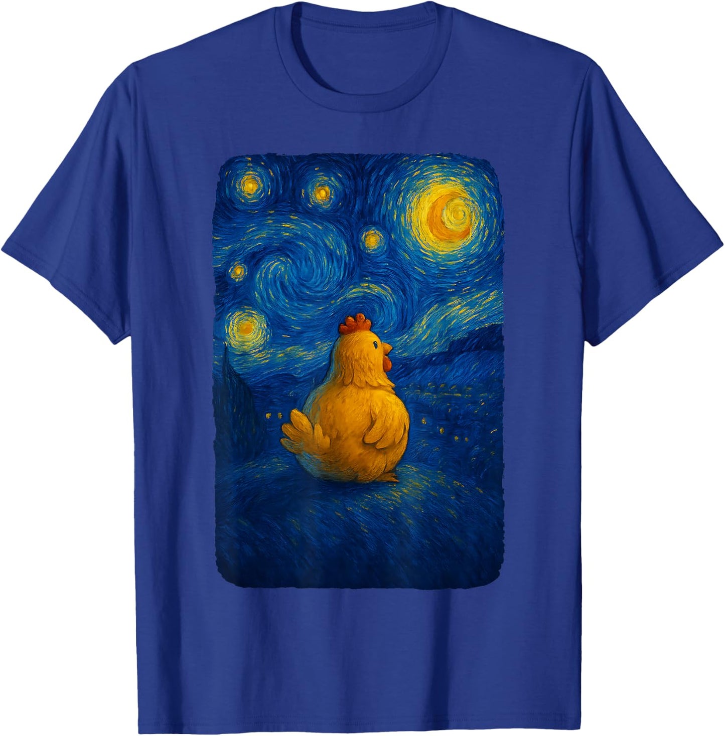 Chicken Farm Lover Girls Women Starry Funny Night Van Gogh T-Shirt - T-Shirt | Royal