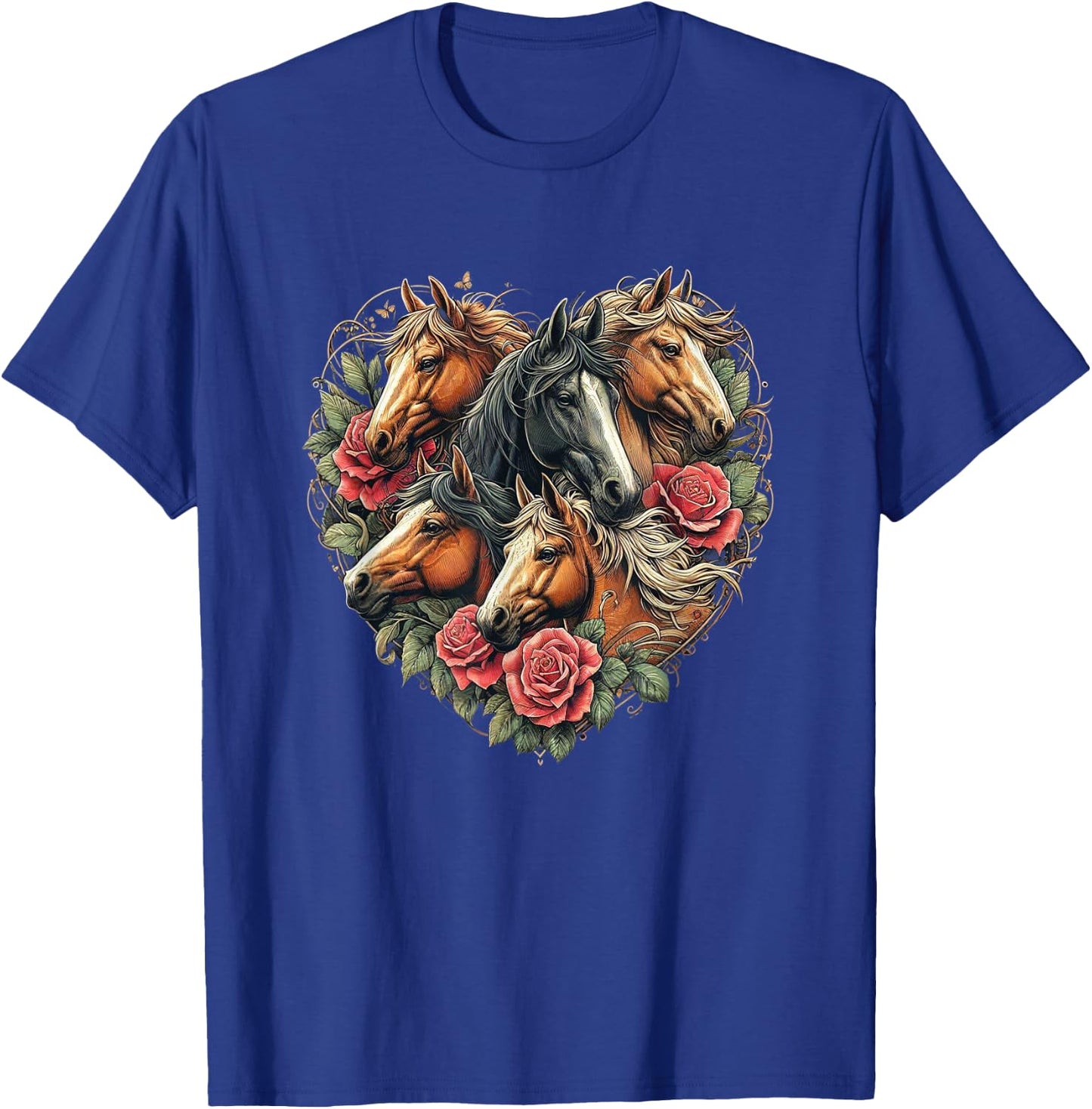 Horse Love Heart Equestrian Horse Rider Lovers T-Shirt - T-Shirt | Royal