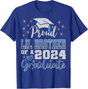 Super Proud Little Brother of 2024 Graduate Awesome Family T-Shirt - T-Shirt | Royal