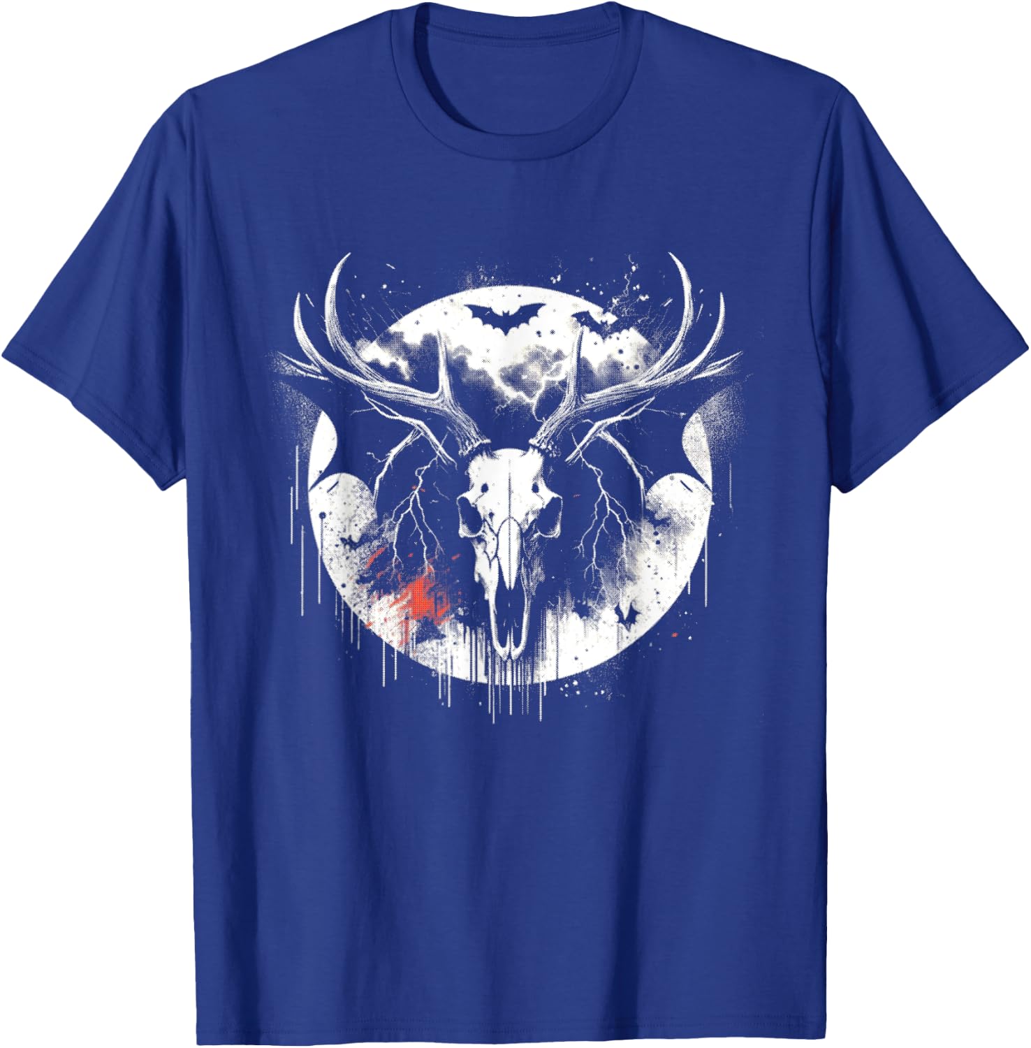 Deer Skull Bat - Creepy Deer Monster Halloween Lover T-Shirt - T-Shirt | Royal