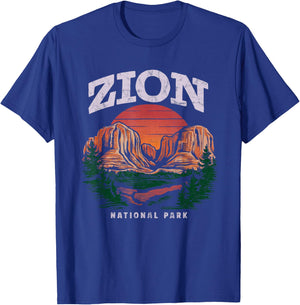Zion National Park Vintage Hiking Camping Vintage T-Shirt - T-Shirt | Royal