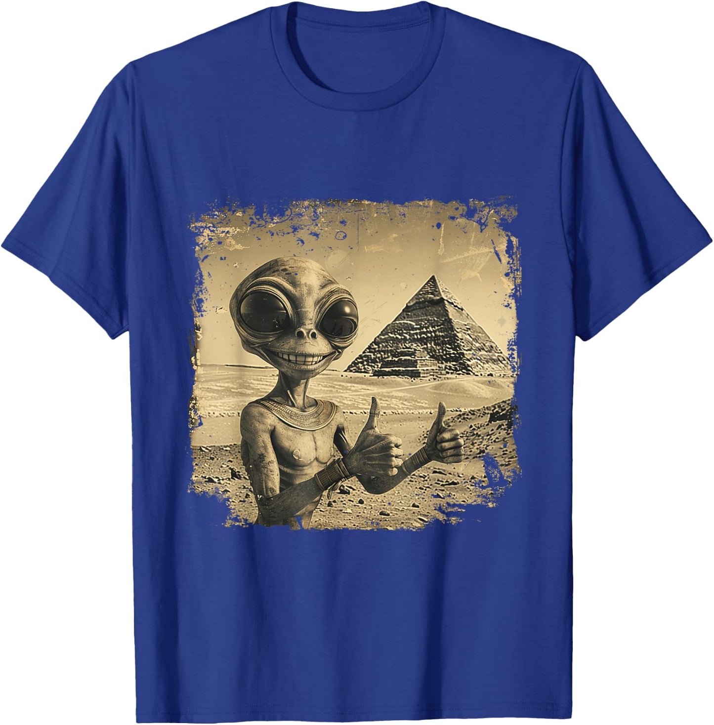 Aliens Ancient Thumb Up Pyramid Sci-Fi Egypt T-Shirt - T-Shirt | Royal