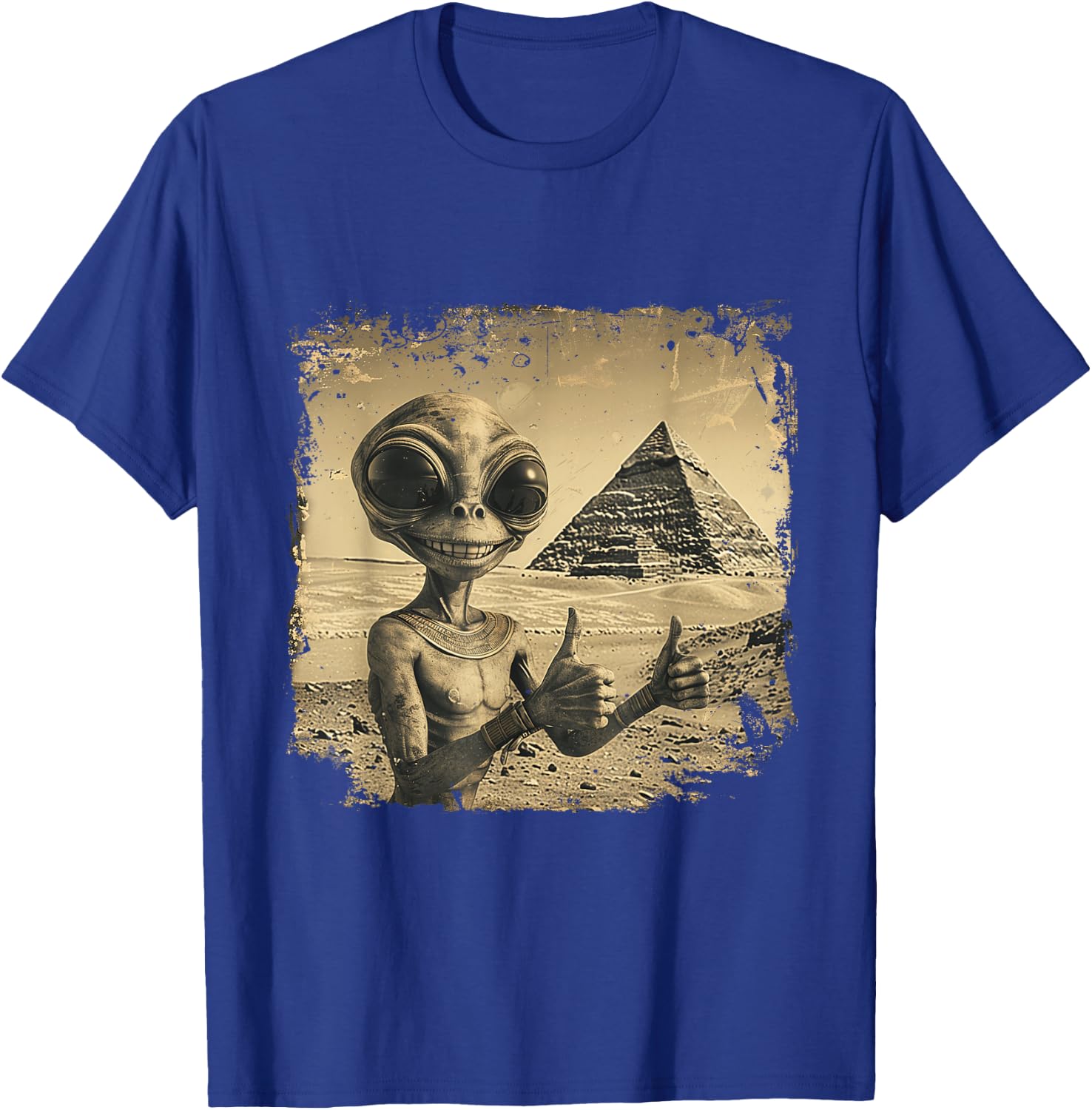 Aliens Ancient Thumb Up Pyramid Sci-Fi Egypt T-Shirt - T-Shirt | Royal