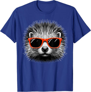 Cool Porcupine Wearing Sunglasses Graphic Art T-Shirt - T-Shirt | Royal