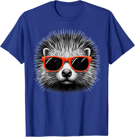 Cool Porcupine Wearing Sunglasses Graphic Art T-Shirt - T-Shirt | Royal