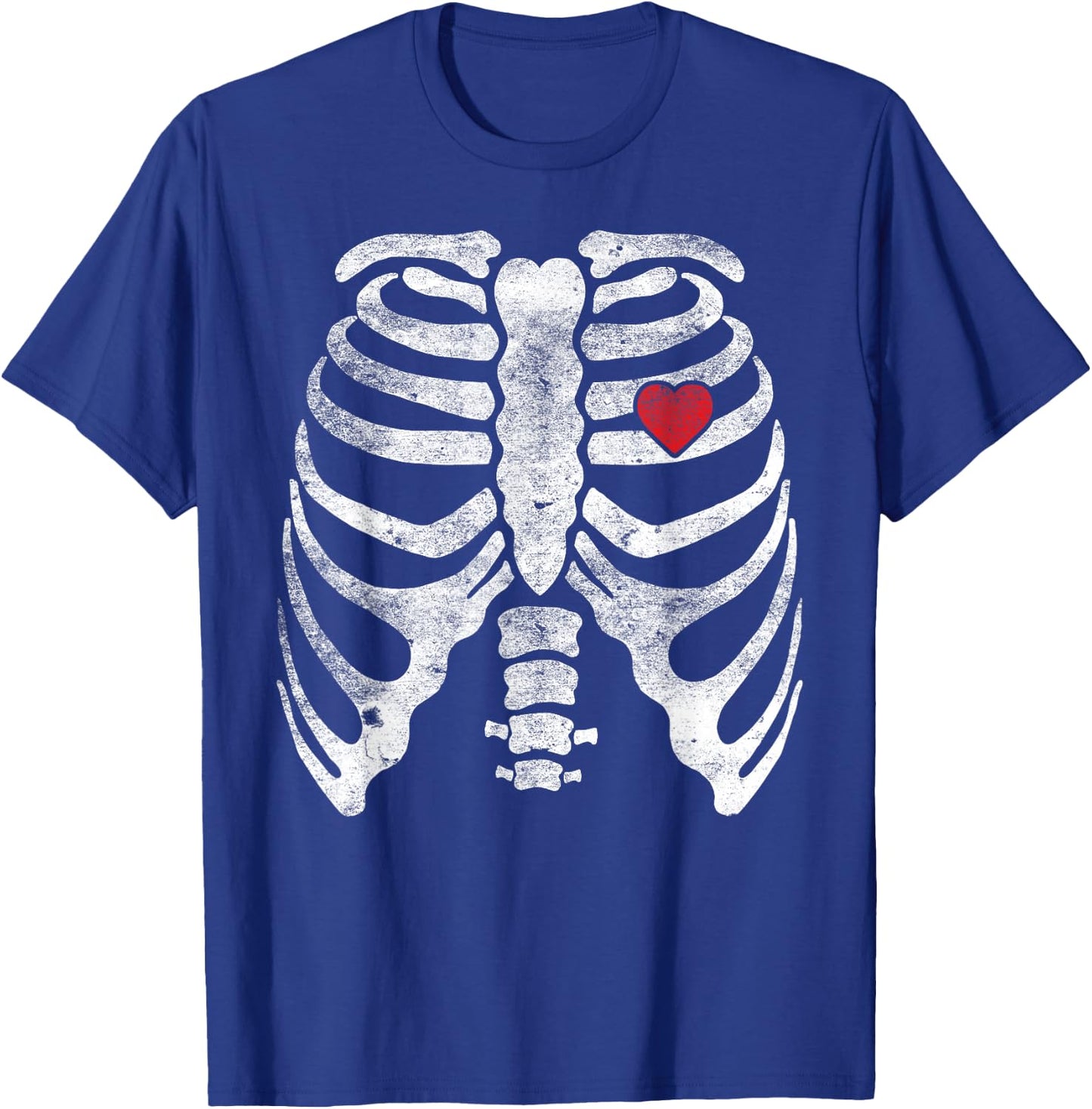 Heart Rib Cage X-Ray Adult Kids Funny Halloween Skeleton T-Shirt - T-Shirt | Royal