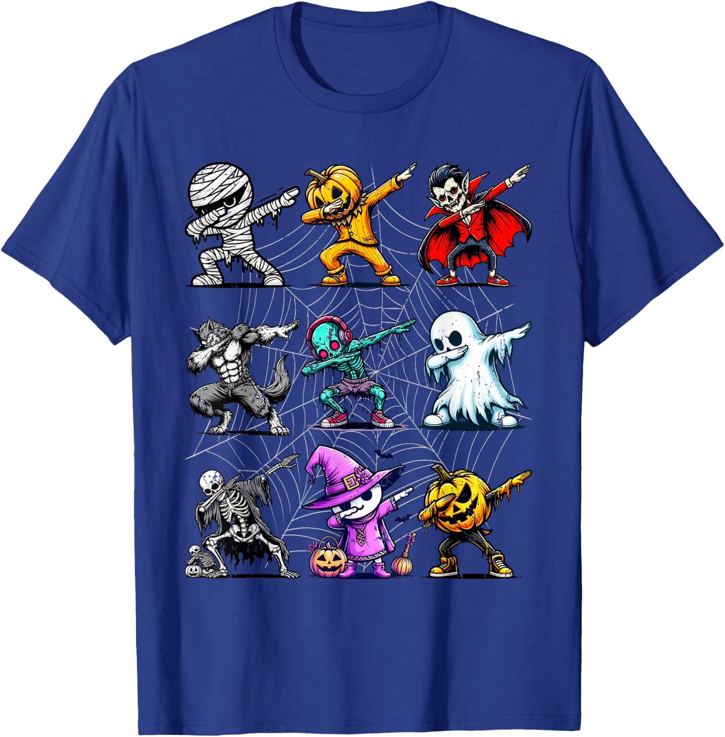 Dabbing Halloween Skeleton Zombie Ghost Pumpkin Mummy T-Shirt - T-Shirt | Royal