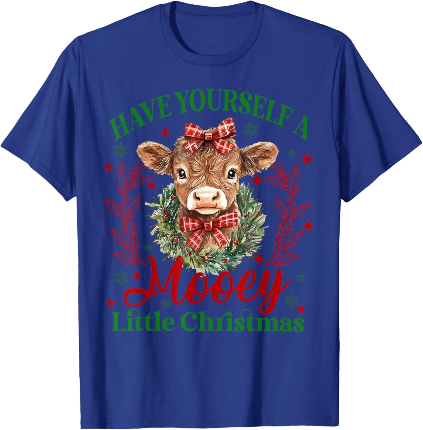 Have Yourself A Mooey Little Christmas Highland Cow Santa T-Shirt - T-Shirt | Royal