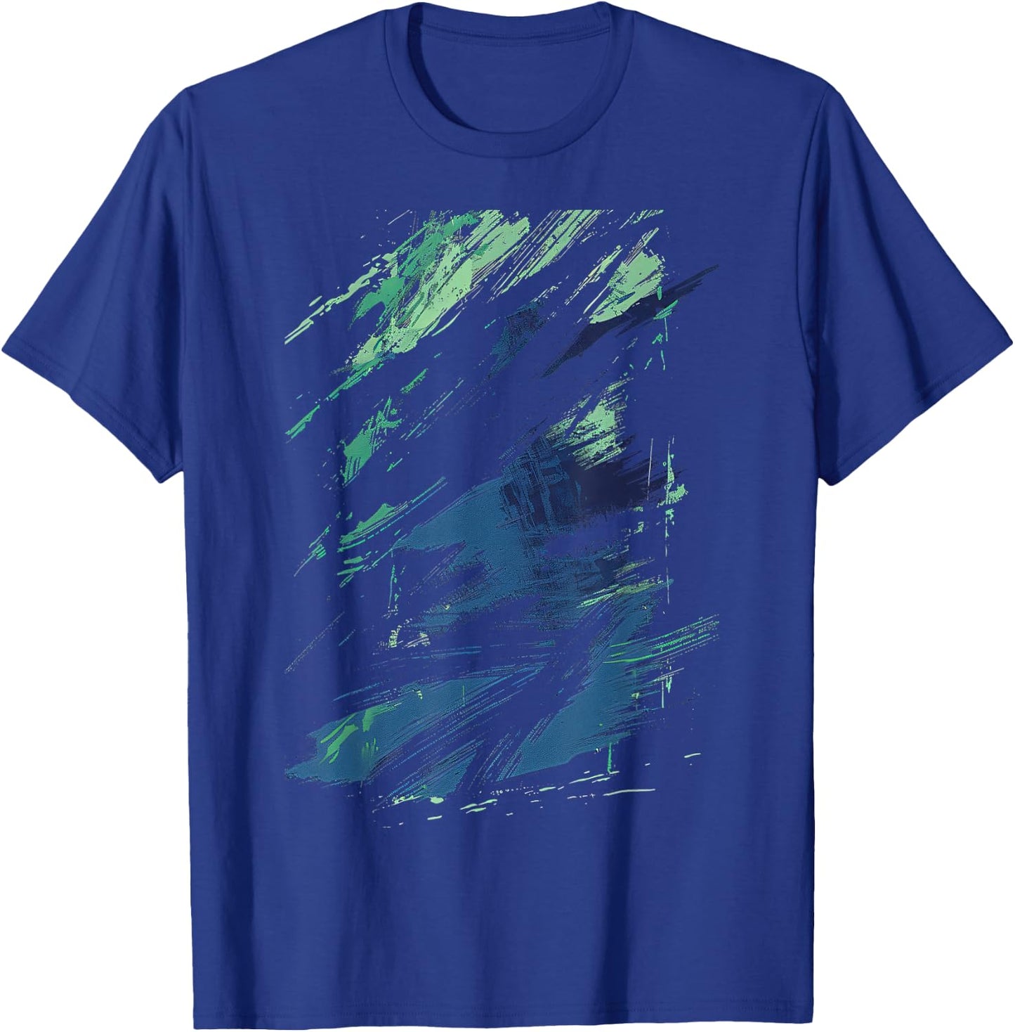 Blue And Green Brushstroke Art Graphic T-Shirt - T-Shirt | Royal