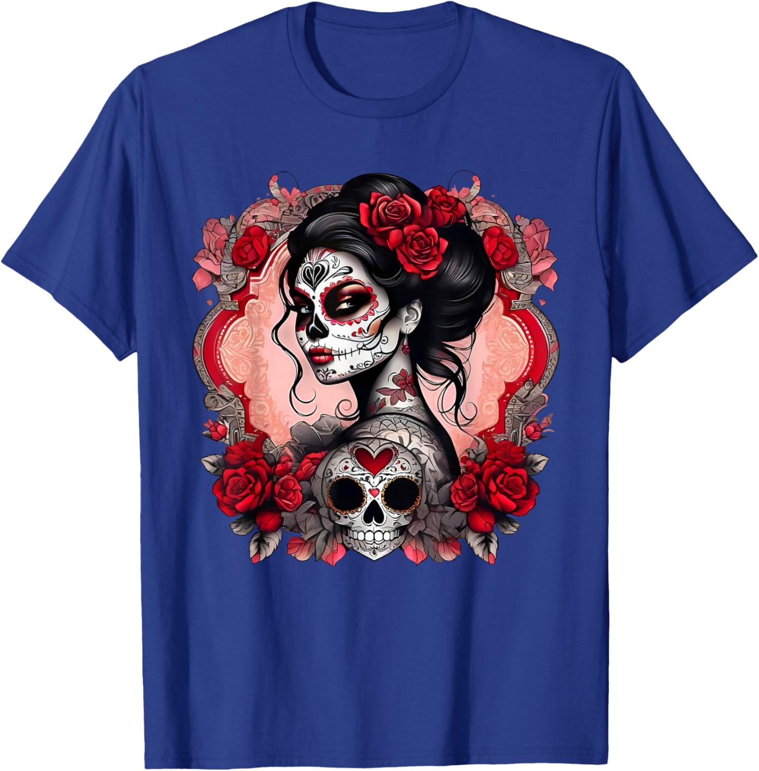 Sugar Skull Women De Los Muertos La Catrina Day Of The Dead T-Shirt - T-Shirt | Royal