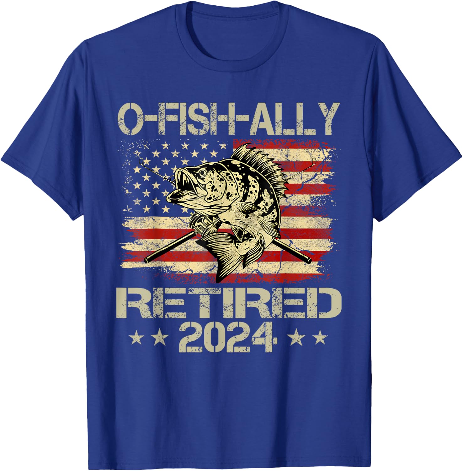 Retirement Shirt 2024 Fisherman O-Fish-Ally Retired 2024 T-Shirt - T-Shirt | Royal
