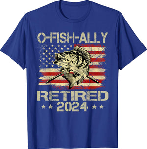 Retirement Shirt 2024 Fisherman O-Fish-Ally Retired 2024 T-Shirt - T-Shirt | Royal