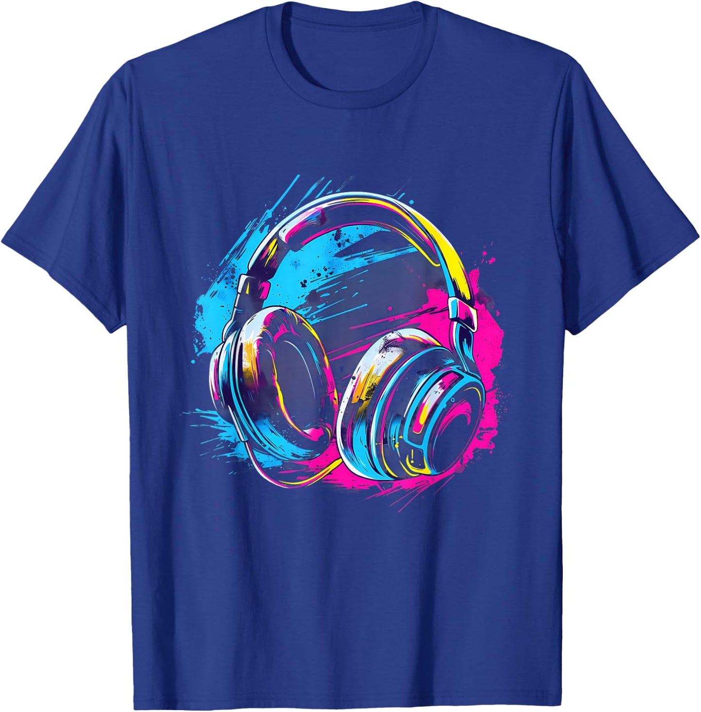 Headphones Music DJ EDM Music Headphones Music Lover Splash T-Shirt - T-Shirt | Royal