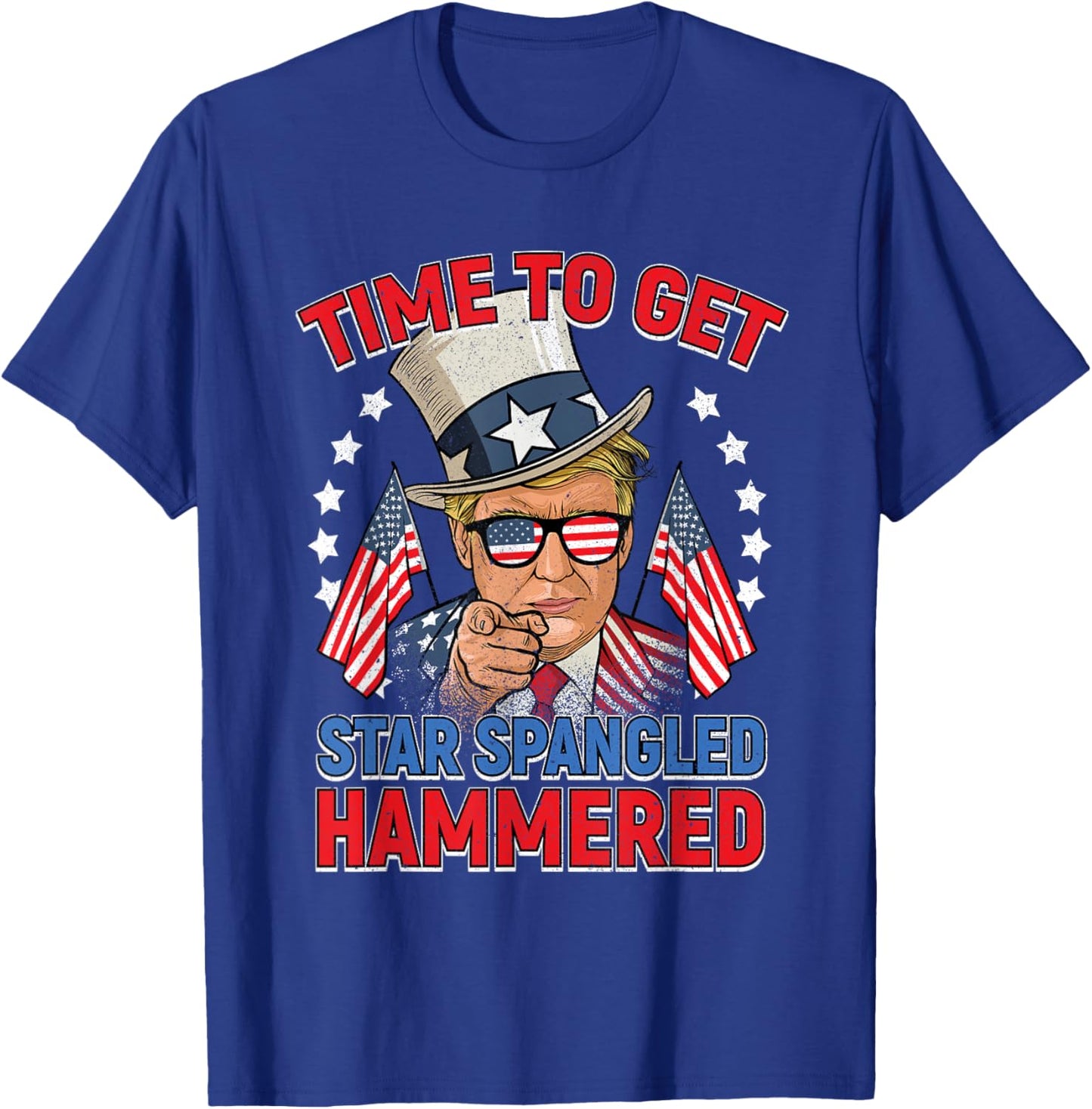 Trump 4th Of July Shirt Star Spangled Hammered Drinking T-Shirt - T-Shirt | Royal