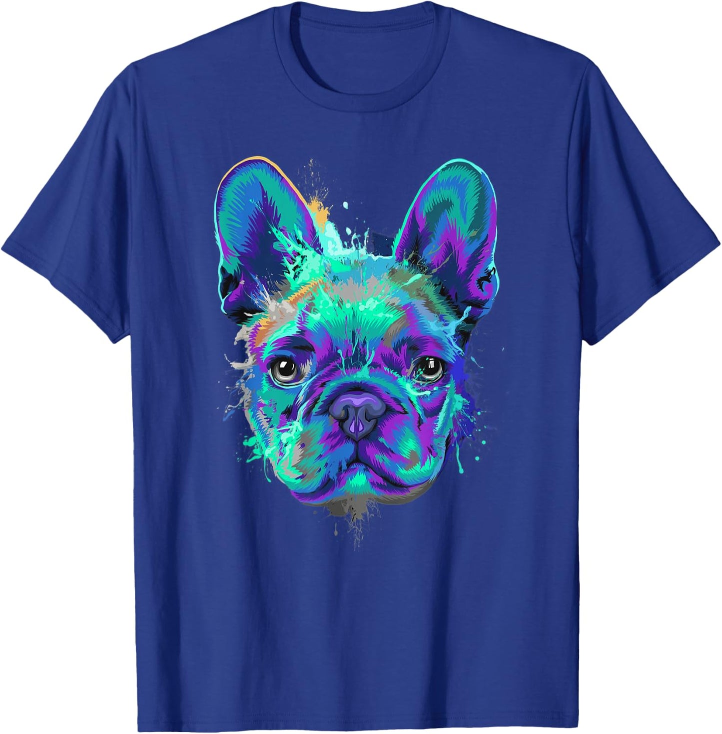 Frenchie Bulldog French Dog Face Colorful Pop Art Style Cool Men Women Kids T-Shirt - T-Shirt | Royal