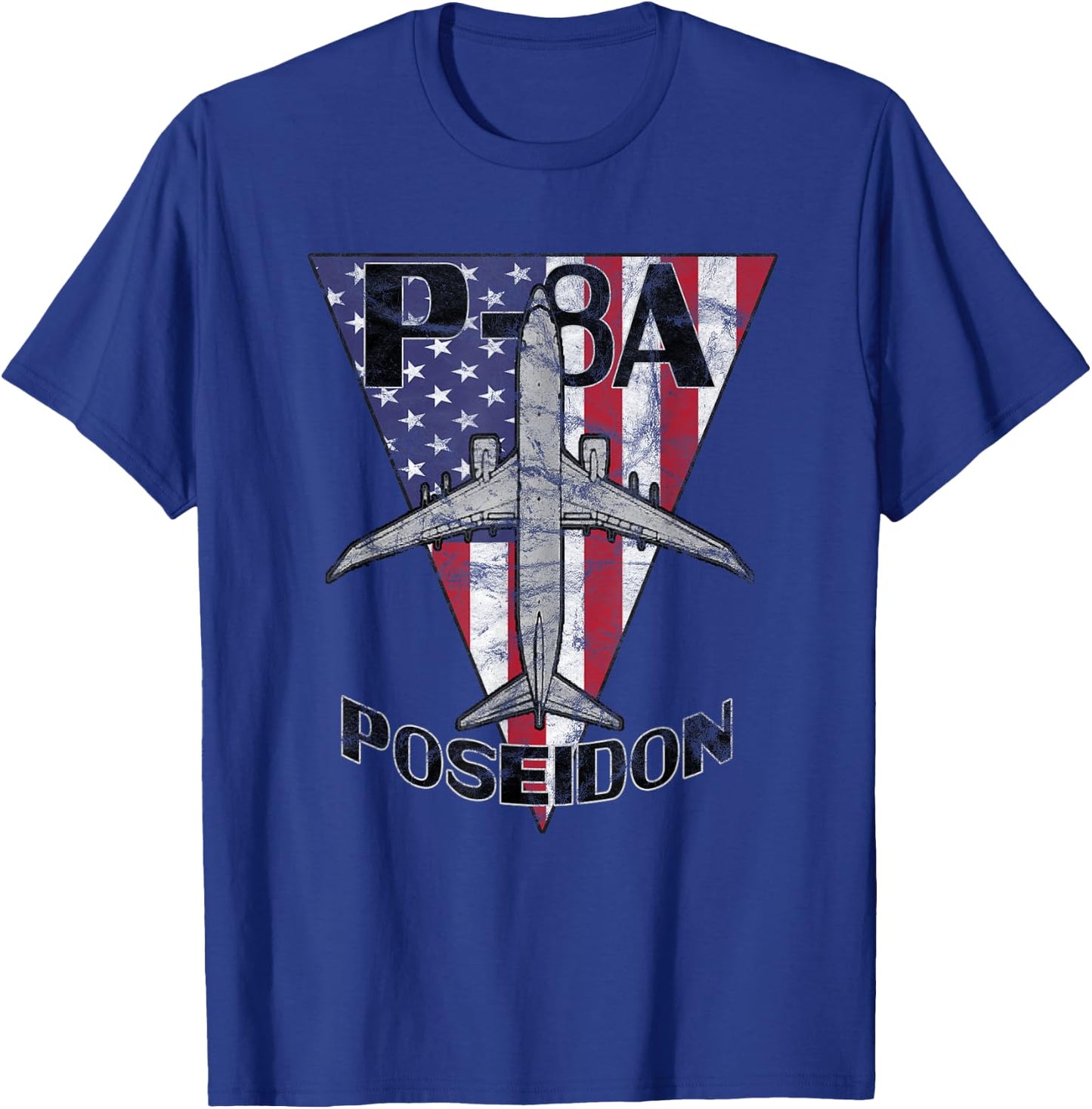 P-8 Poseidon Military Airplane Patriotic Vintage T-Shirt - T-Shirt | Royal