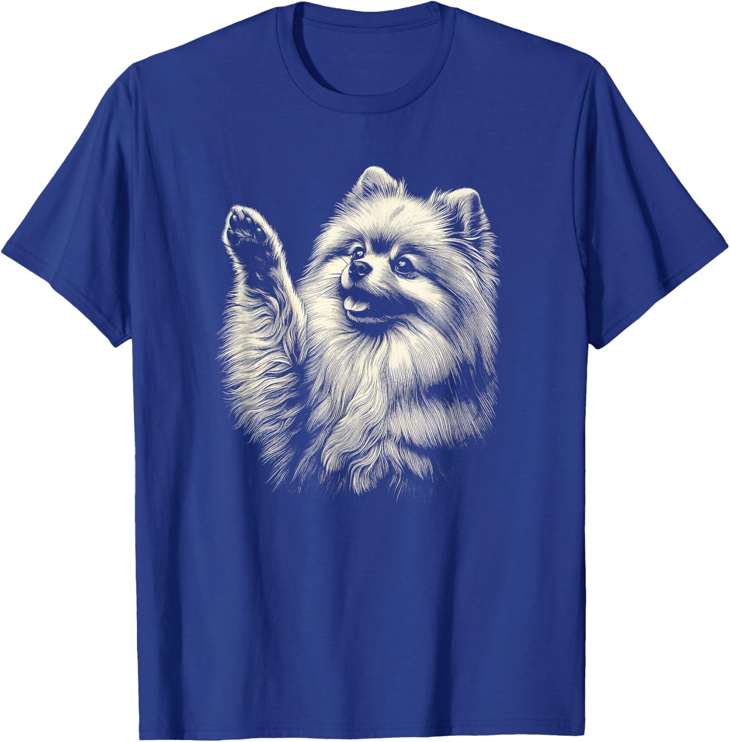 Vintage Pomeranian Dog Raising Paw Art Design Women T-Shirt - T-Shirt | Royal