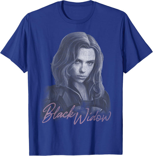 Marvel Black Widow Movie Monochromatic Portrait T-Shirt - T-Shirt | Royal