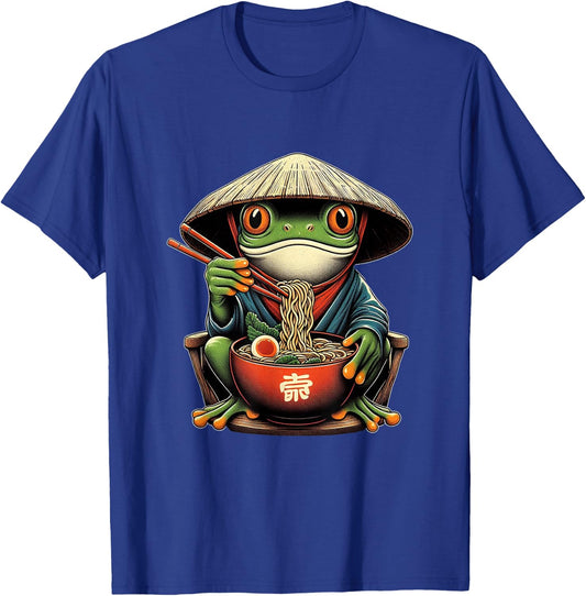 Frog Eating Ramen Kawaii Neko Japanese Noodles Anime Lovers T-Shirt - T-Shirt | Royal