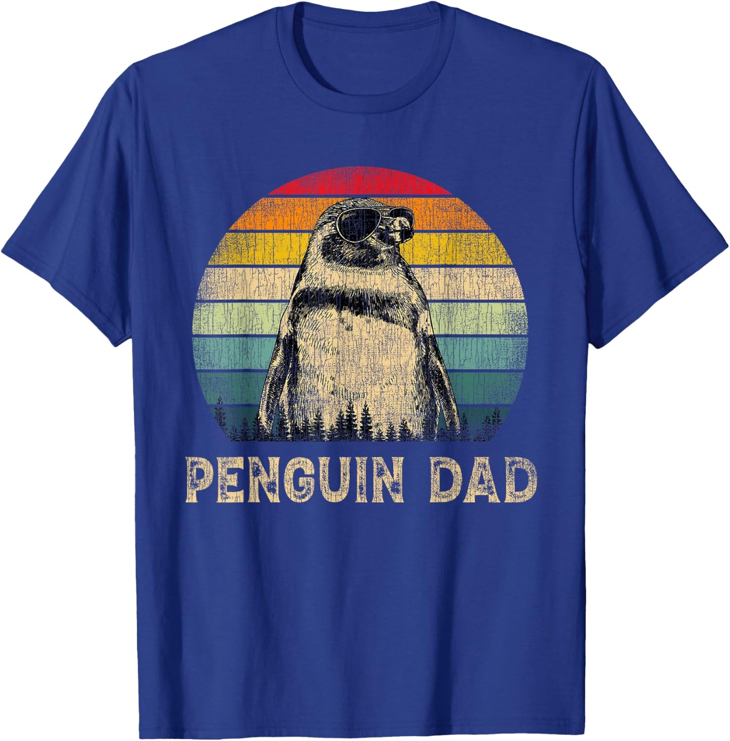 Vintage Penguin Dad Penguin Lovers Daddy Father's Day T-Shirt - T-Shirt | Royal